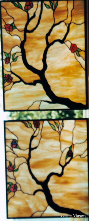 two cherry blossom tree windows